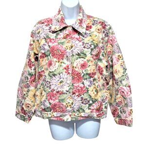 New Identity Women's Floral Cotton Jacket Size L‎ Cottage Core